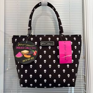 Viral Betsey Johnson Black & White Skull Insulated Lunch Bag Tote w/Tags